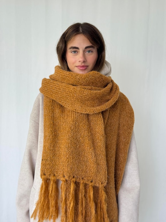 Retrobird Camel Büyük Boy Soft Örgü Atkı