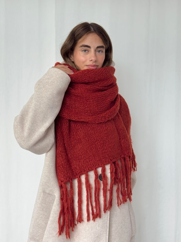 Retrobird Kiremit Büyük Boy Soft Örgü Atkı