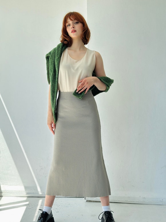 Retrobird Çan Gri Triko Etek