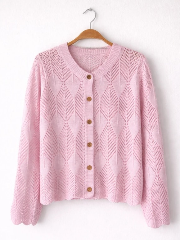 Retrobird Perforated Spring Pink Cardigan