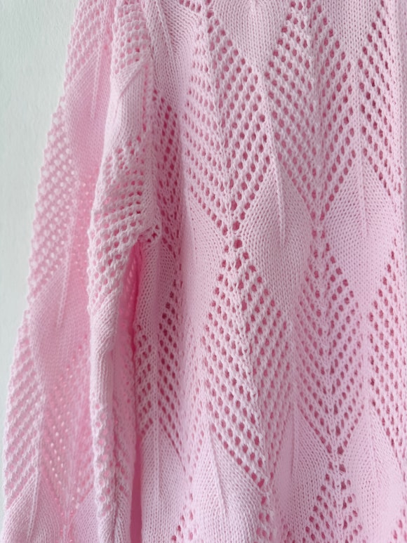 Retrobird Perforated Spring Pink Cardigan