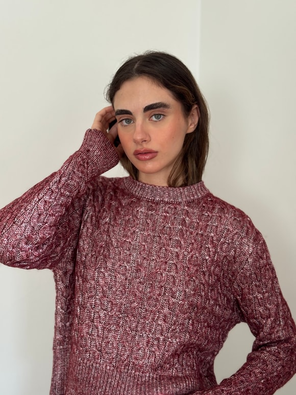Retrobird Bordo Hafif Parlak Triko Kazak
