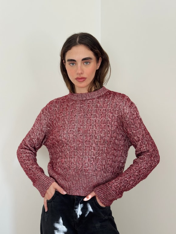 Retrobird Bordo Hafif Parlak Triko Kazak
