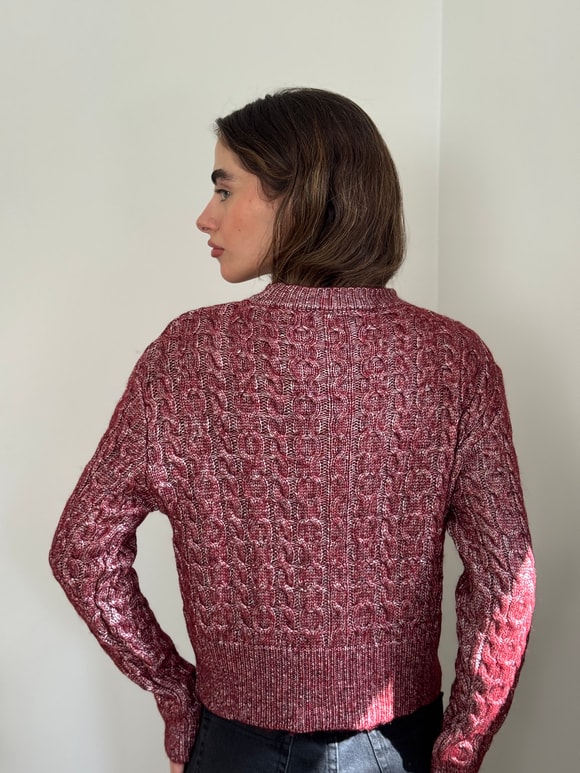 Retrobird Bordo Hafif Parlak Triko Kazak