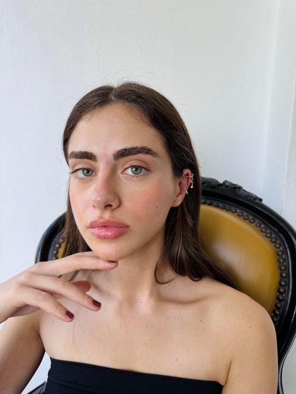 Retrobird 4lü Pirinç Earcuff Sarı Kıkırdak Küpe Seti