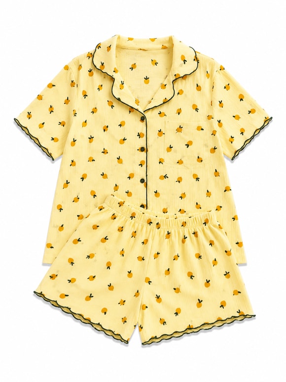 Retrobird Kadın Bürümcük Kumaş Şortlu Pijama Takımı – Yazlık Ev Giyim