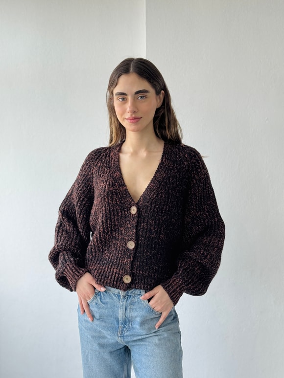 Retrobird Koyu Kahve Kısa Hırka