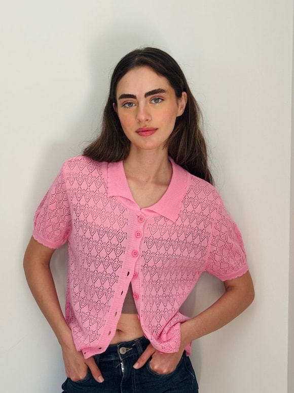 Retrobird Lora Dantel Pembe Yazlık Triko