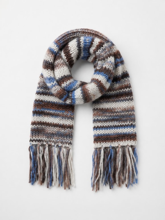 Retrobird Blue-Brown Large Soft Knitted Scarf