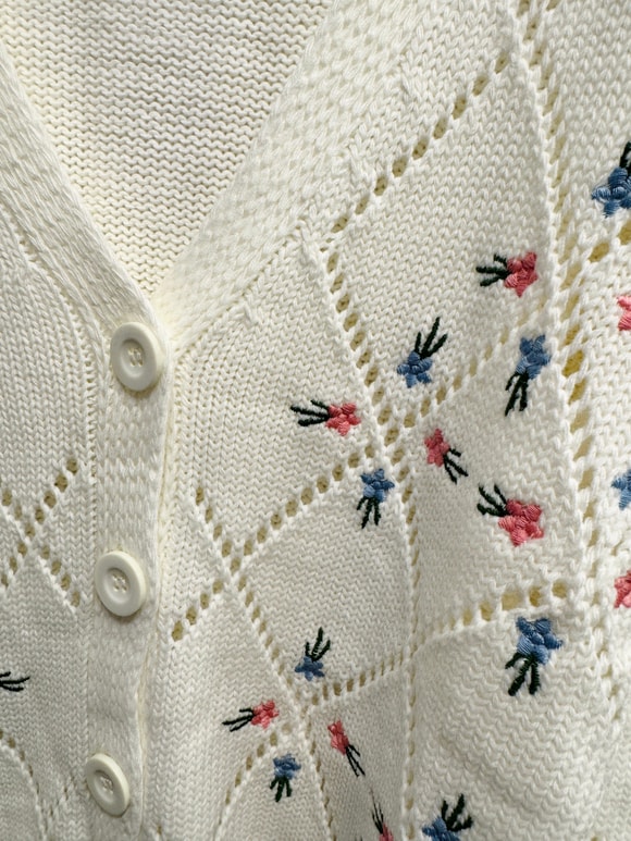 Retrobird White Embroidered Romantic Cardigan