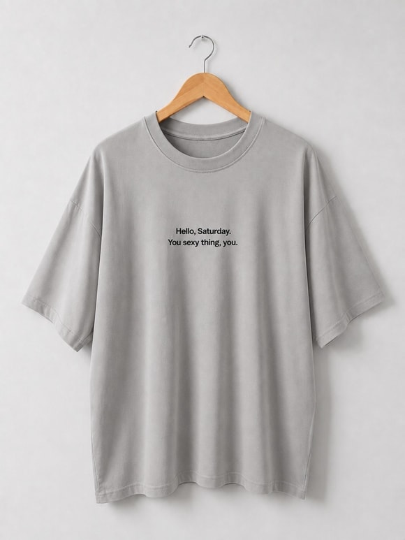 Retrobird Embroidered Saturday Anthracite Unisex Oversize T-Shirt