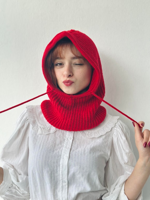 Retrobird Örgü Kırmızı Unisex Kar Maskesi 