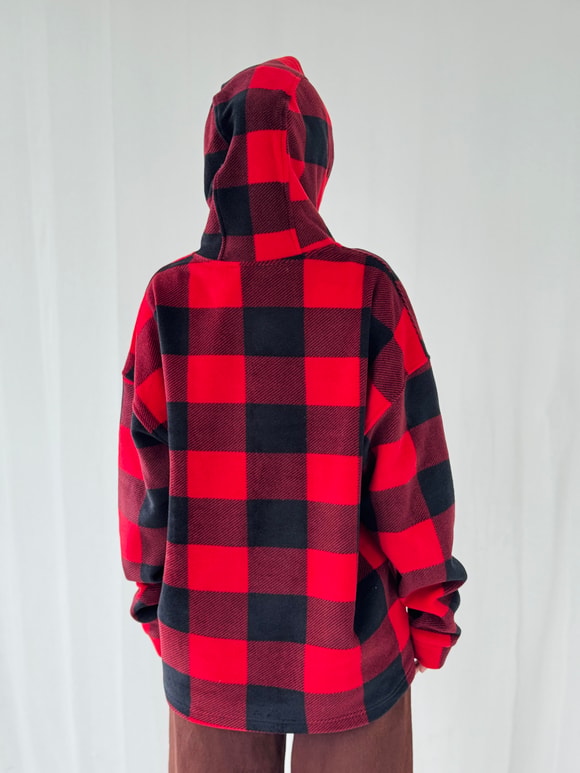 Retrobird Polar Kışlık Oversize Kırmızı Unisex Kapüşonlu Sweatshirt