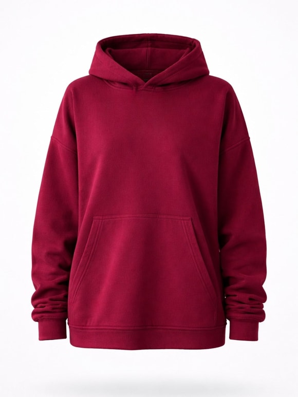 Retrobird Polar Kışlık Oversize Unisex Kapüşonlu Bordo Sweatshirt