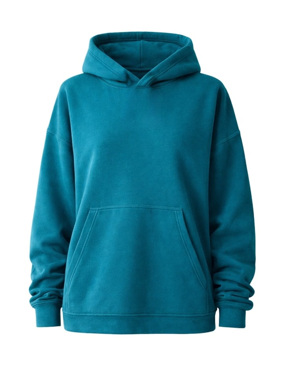 Retrobird Polar Kışlık Oversize Unisex Kapüşonlu Petrol Sweatshirt