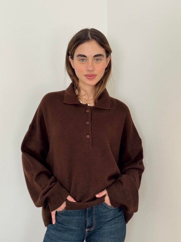 Retrobird Kahverengi Polo Yaka Basic Kazak