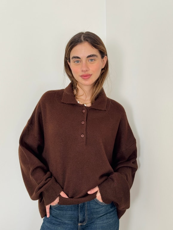 Retrobird Kahverengi Polo Yaka Basic Kazak