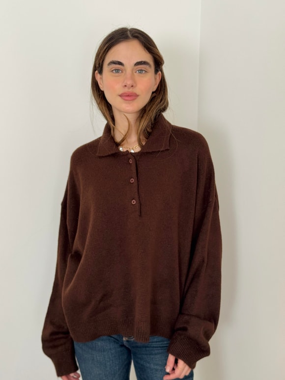 Retrobird Kahverengi Polo Yaka Basic Kazak