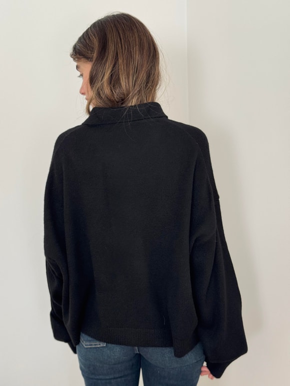 Retrobird Siyah Polo Yaka Basic Kazak