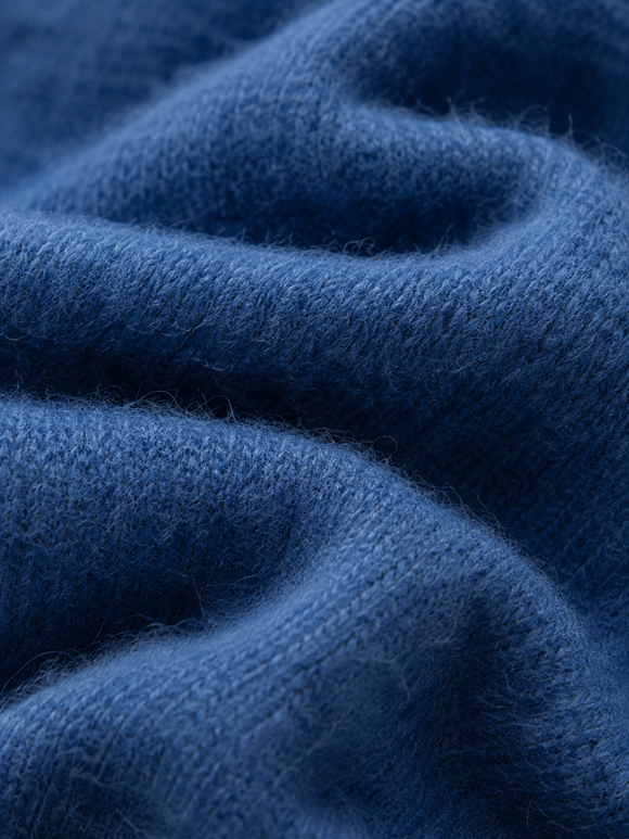 Retrobird Rosalie Oversize Polo Yaka Çift Fermuarlı Lacivert Triko Hırka