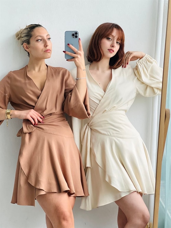 Retrobird Ashley Kruvaze Ekru Elbise