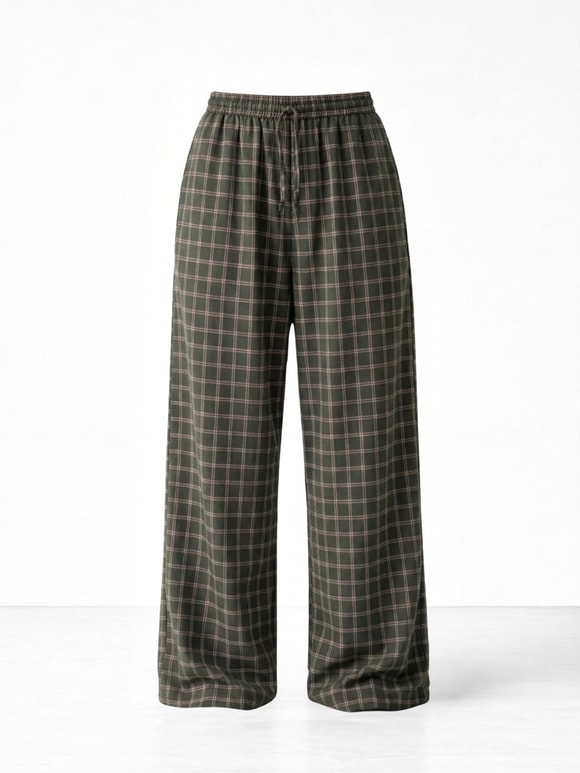 Retrobird Design Loose Cut Dark Khaki Relax Trousers