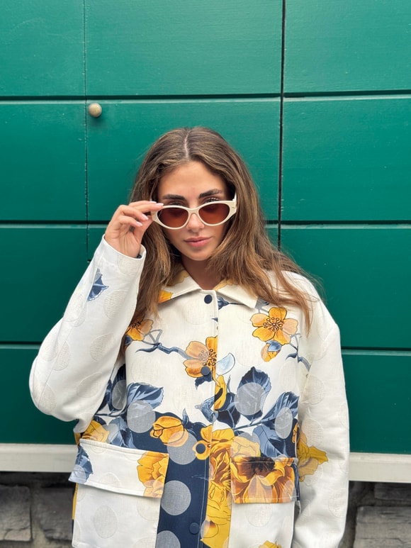 Retrobird Tasarım Çiçek Desenli Brooklyn Bomber Ceket