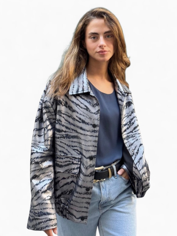 Retrobird Tasarım Gümüş Renkli Brooklyn Bomber Ceket