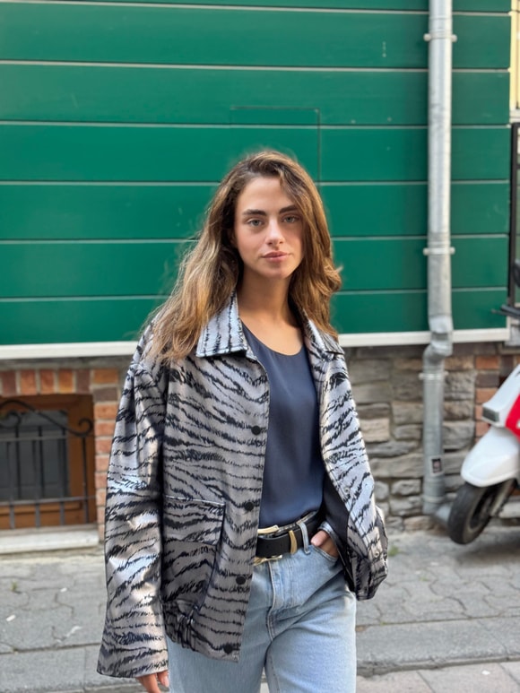 Retrobird Tasarım Gümüş Renkli Brooklyn Bomber Ceket