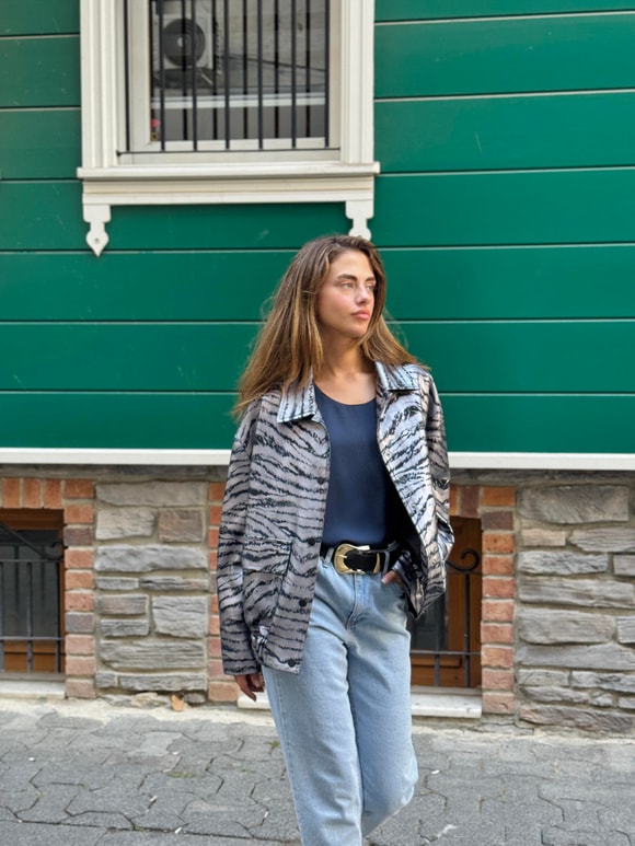 Retrobird Tasarım Gümüş Renkli Brooklyn Bomber Ceket