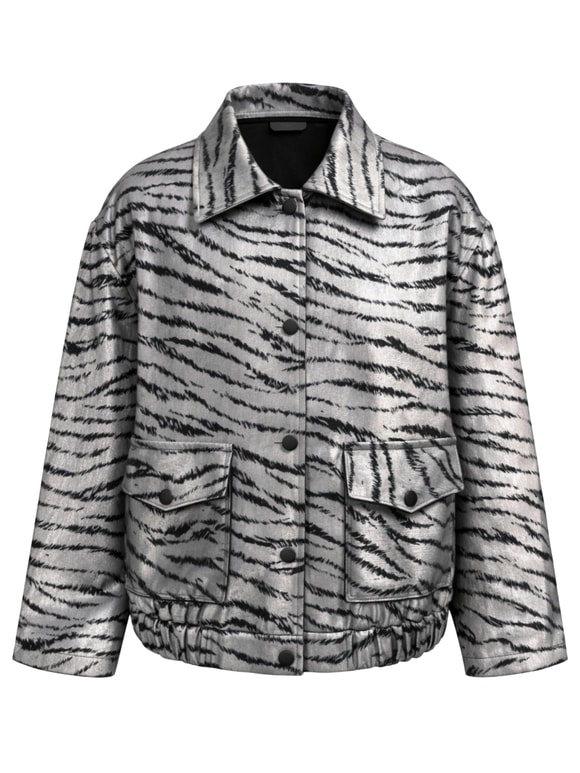 Retrobird Tasarım Gümüş Renkli Brooklyn Bomber Ceket