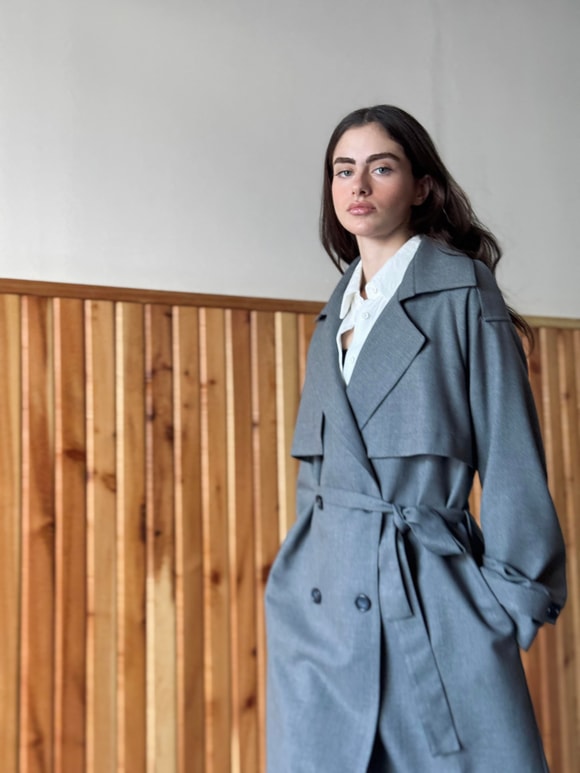 Retrobird Tasarım İngiliz Pelerin Model Füme Trenchcoat Ceket