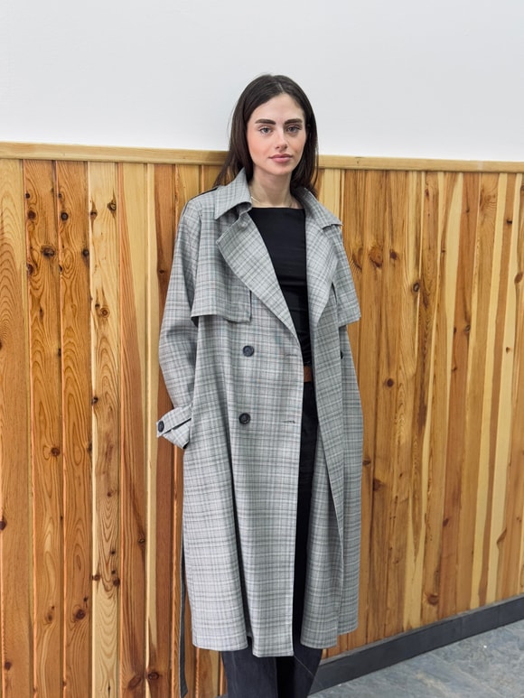 Retrobird Tasarım İngiliz Pelerin Model Gri Trenchcoat Ceket