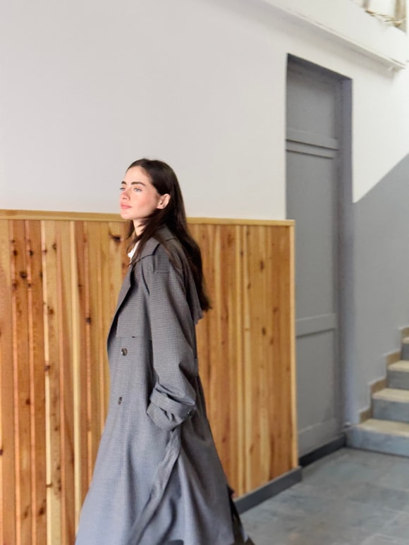 Retrobird Tasarım İngiliz Pelerin Model Duman Renkli Trenchcoat Ceket
