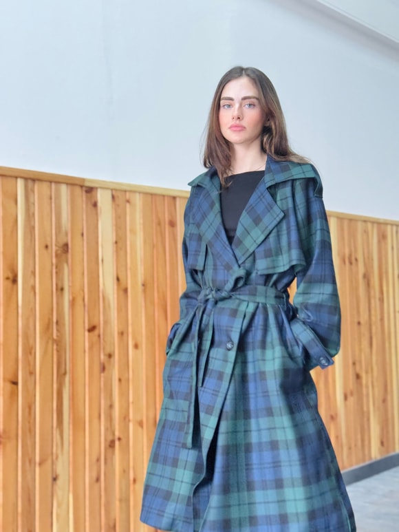 Retrobird Tasarım İngiliz Pelerin Model Yeşil Trenchcoat Ceket
