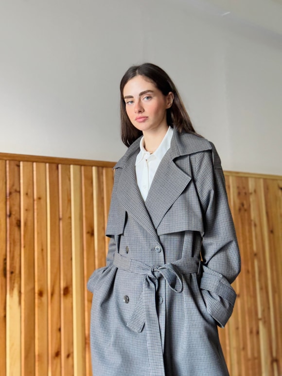 Retrobird Tasarım İngiliz Pelerin Model Duman Renkli Trenchcoat Ceket