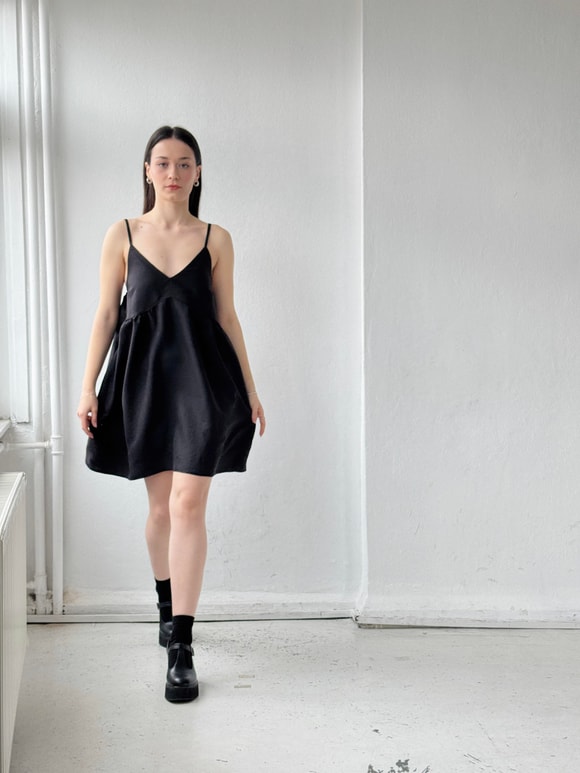 Retrobird Design June Strappy Black Mini Dress
