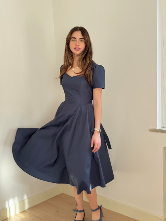 Retrobird Tasarım Matilda Lacivert Uzun Elbise