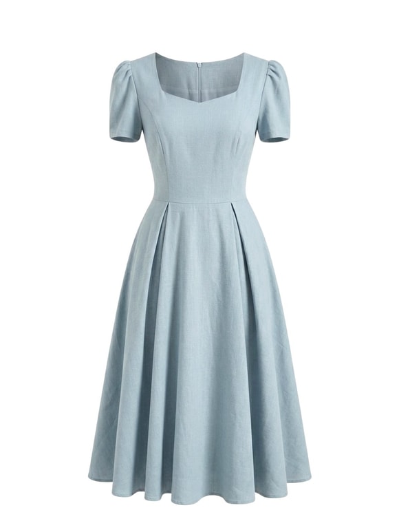Retrobird Design Matilda Ash Blue Long Dress