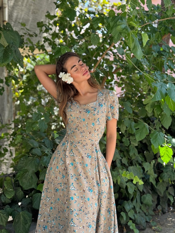 Retrobird Tasarım Matilda Çok Renkli Uzun Elbise