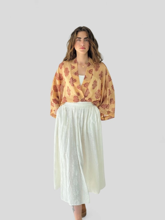 Retrobird Tasarım Camel Mini Kimono
