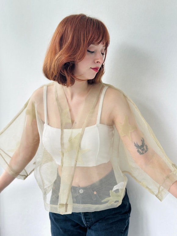 Retrobird Tasarım Çağla Organze Mini Kimono