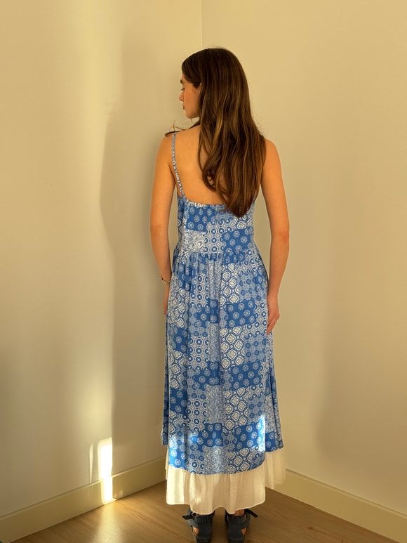 Retrobird Design Victorian Countryside Bodrum Blue Dress
