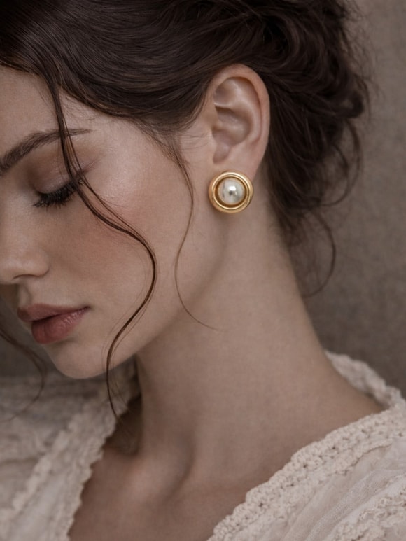 Retrobird Vintage Style Altın - Gümüş Renkli Tasarım Küpe