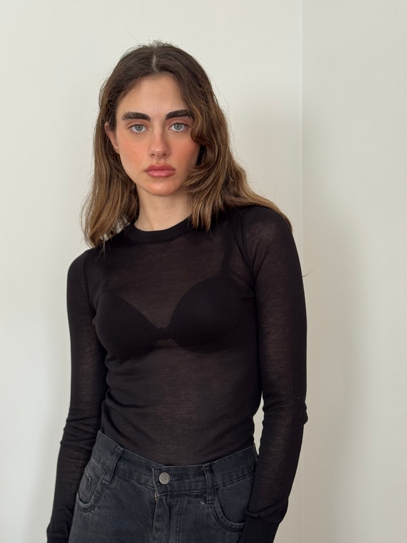 Retrobird Siyah Transparan Fit Triko Kazak