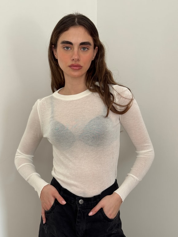 Retrobird Ecru Transparent Fit Knit Sweater