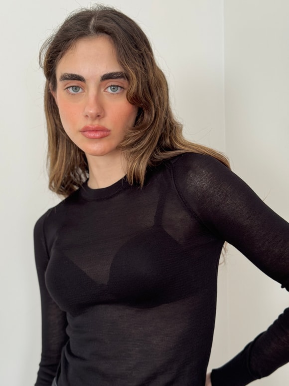 Retrobird Siyah Transparan Fit Triko Kazak