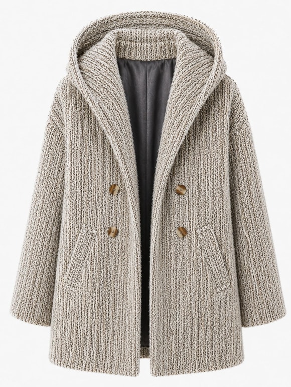 Retrobird Urban Retro Kapüşonlu Oversize Krem Ceket Kaban