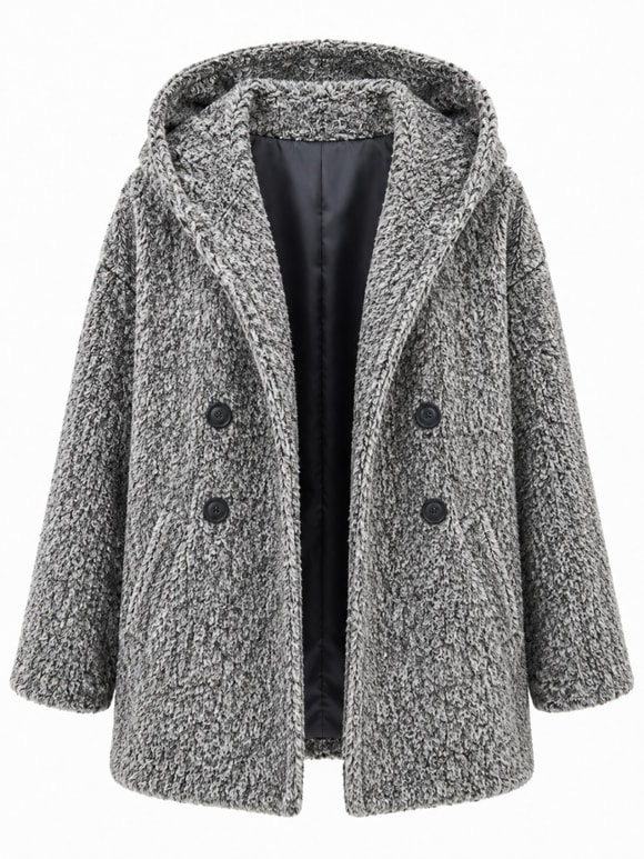 Retrobird Urban Retro Kapüşonlu Oversize Gri Ceket Kaban