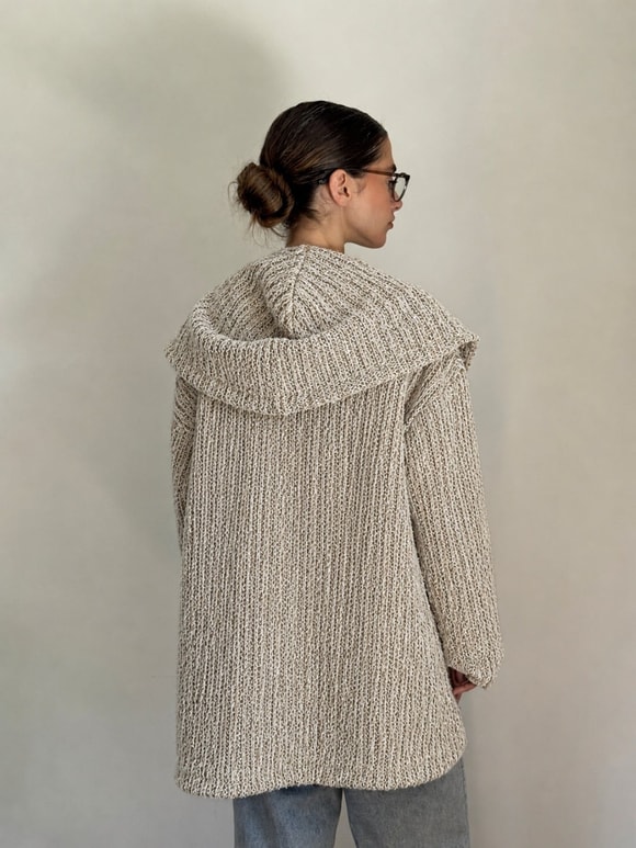 Retrobird Urban Retro Kapüşonlu Oversize Krem Ceket Kaban